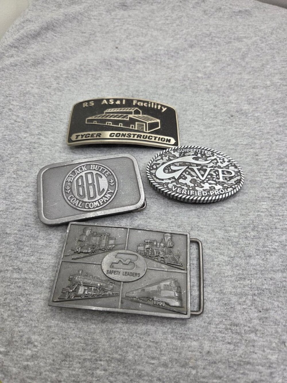 Lot of 4 Vintage Working Class Industrial Railroad Coal Construction Belt Buckle